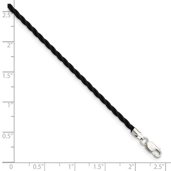 Sterling Silver 16 inch 2mm Black Twisted Rubber Necklace — alternate view