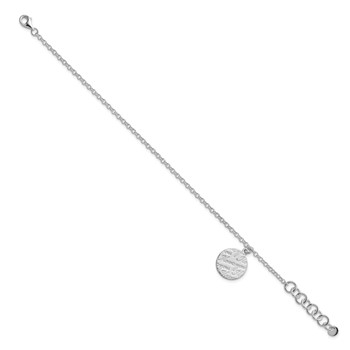 Sterling Silver Polished I Love You Circle Disc w/1in. Ext. Bracelet — alternate view