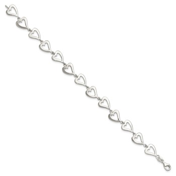 Sterling Silver Polished Heart Bracelet — alternate view