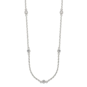 Sterling Silver Polished 5-Station CZ Necklace — alternate view