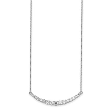 Sterling Silver Rhodium-plated CZ w/2in ext. Bar Necklace — alternate view