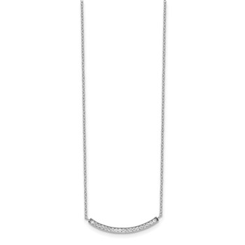 Sterling Silver Rhodium-plated CZ Fancy Bar Necklace — alternate view