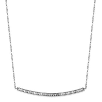 Sterling Silver Rhodium-plated CZ w/2in ext. Bar Necklace — alternate view