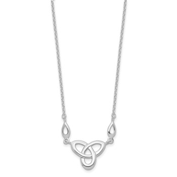 Sterling Silver Rhodium-plated Polished Celtic Knot 16 inch Necklace with 1.5 inch extension — alternate view