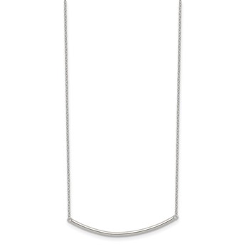 Sterling Silver Rhodium-plated Polished w/1 inch ext. Bar Necklace — alternate view