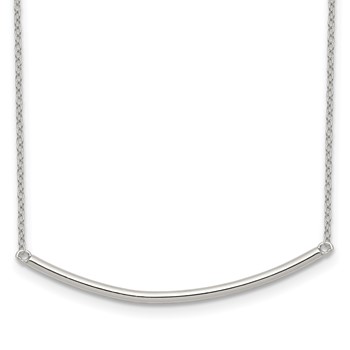 Sterling Silver Rhodium-plated Polished w/1 inch ext. Bar Necklace