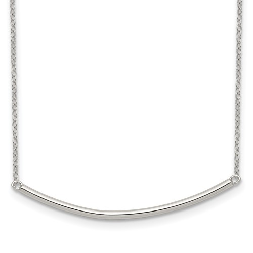 Sterling Silver Rhodium-plated Polished w/1 inch ext. Bar Necklace