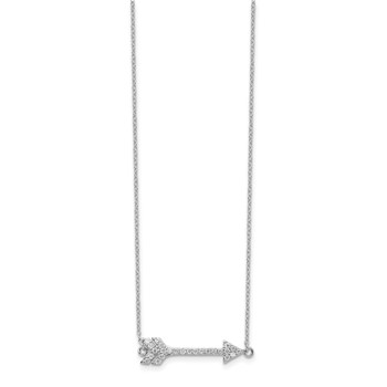 Sterling Silver Rhodium-plated CZ Arrow w/2in ext. Necklace — alternate view