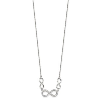 Sterling Silver RH-plated Polished CZ Infinity Symbol Necklace — alternate view