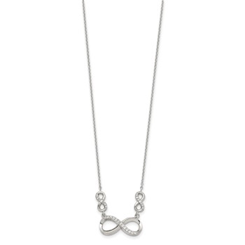 Sterling Silver Rhodium-plated Polished CZ Infinity Symbol Necklace — alternate view