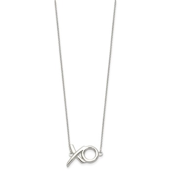 Sterling Silver Polished  XO w/2in. Ext. Necklace — alternate view