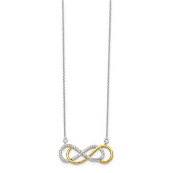 Sterling Silver Flash Gold-plated CZ Infinity Necklace — alternate view