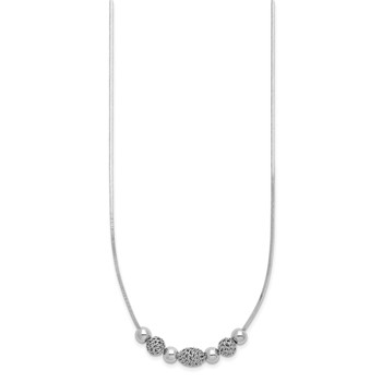 Sterling Silver Rhodium-plated Polished Filigree Bead Necklace — alternate view
