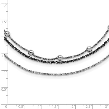 Sterling Silver Ruthenium-plated Multistrand Beaded w/1in ext Necklace — alternate view