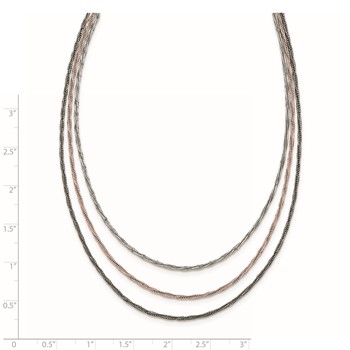 Sterling Silver Rose-tone & Ruthenium-plated w/1.75in ext Necklace — alternate view