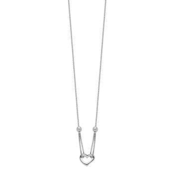 Sterling Silver Rhodium-plated Heart w/Box Chain Necklace — alternate view