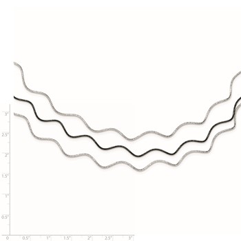 Sterling Silver Ruthenium-plated w/1.5in. Ext Wavy Wire Necklace — alternate view