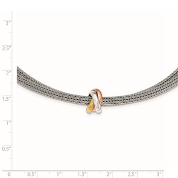 Sterling Silver Polished Rose & Gold-tone Mesh Necklace — alternate view