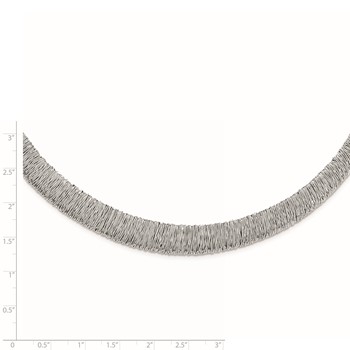 Sterling Silver Rhodium-plated Fancy Domed Necklace — alternate view