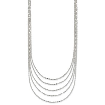 Sterling Silver 5 Strand Fancy Flat Link Necklace — alternate view