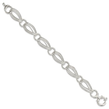 Sterling Silver Polished And Textured Link Bracelet — alternate view