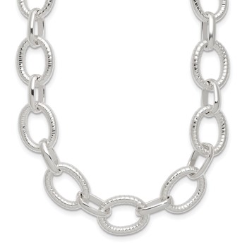 Sterling Silver Polished Fancy Link Necklace