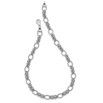 Sterling Silver Rhodium-plated Polished and Textured Necklace — alternate view