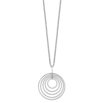 Sterling Silver Rhodium-plated D/C Multi-Circles with 2in ext Necklace — alternate view
