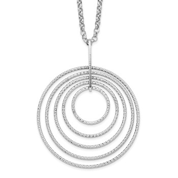 Sterling Silver Rhodium-plated D/C Multi-Circles with 2in ext Necklace