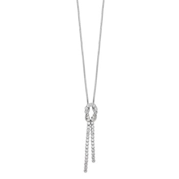 Sterling Silver Rhodium-plated CZ Knotted Snake Chain Necklace — alternate view