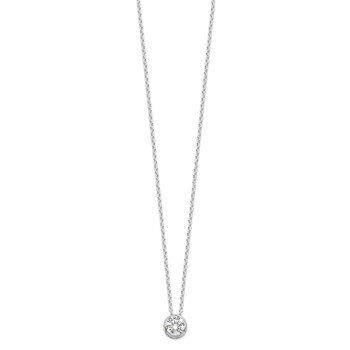 Sterling Silver Rhodium-plated 8mm Bezel CZ Necklace — alternate view