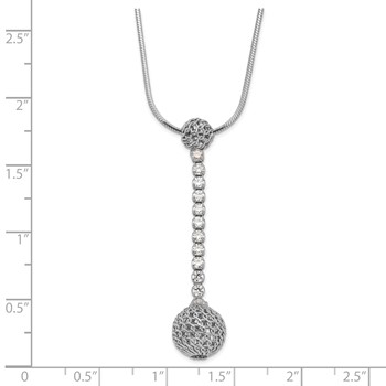 Sterling Silver Rhodium-plated Polished CZ Dangle Necklace — alternate view