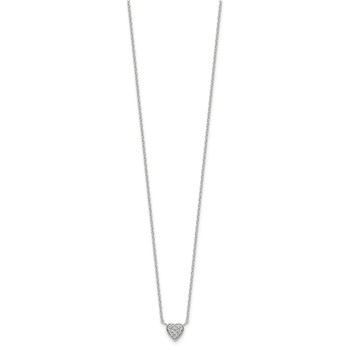 Sterling Silver Rhodium-plated Polished CZ Heart 16 inch Necklace — alternate view