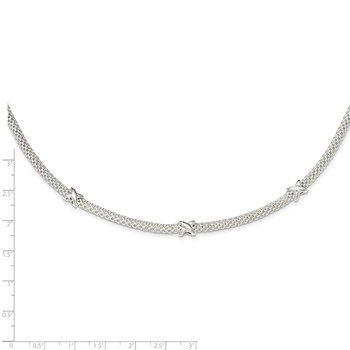 Sterling Silver Mesh with X's w/1in extension Necklace — alternate view