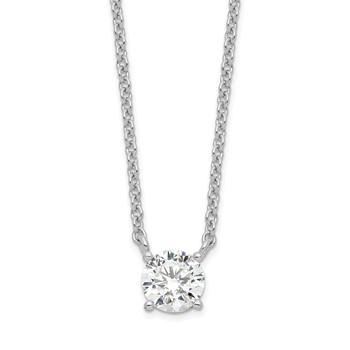 Sterling Silver Rhodium-plated CZ w/1in ext. Necklace