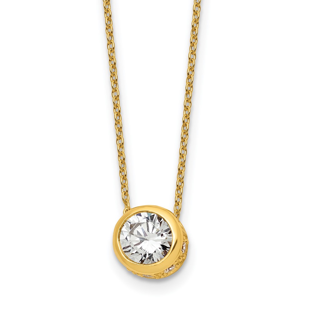 Sterling Silver Gold-tone Polished CZ Necklace
