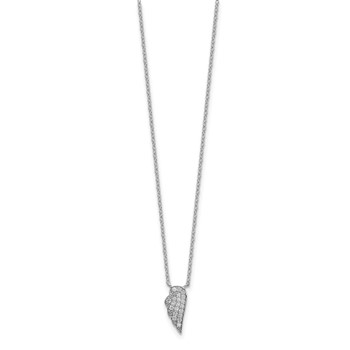 Sterling Silver Rhodium-plated CZ Wing Necklace — alternate view