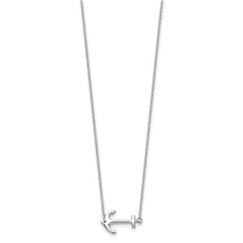 Sterling Silver Rhodium-plated Anchor 16 inch with a 2 inch extention Necklace — alternate view