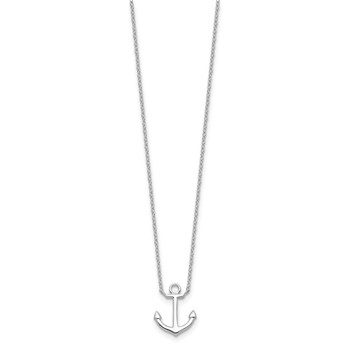 Sterling Silver Rhodium-plated Anchor 16 inch with a 2 inch extention Necklace — alternate view