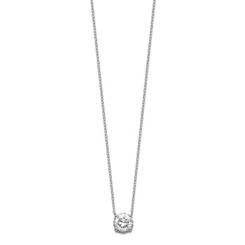 Sterling Silver Rhodium-plated 7mm CZ Necklace — alternate view