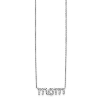 Sterling Silver Rhodium-plated MOM w/CZ Necklace — alternate view