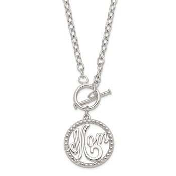 Sterling Silver Rhodium-plated Polished Mom Necklace