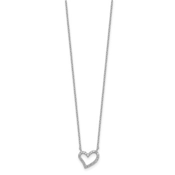 Sterling Silver Rhodium-plated CZ Open Heart 18 inch Necklace — alternate view