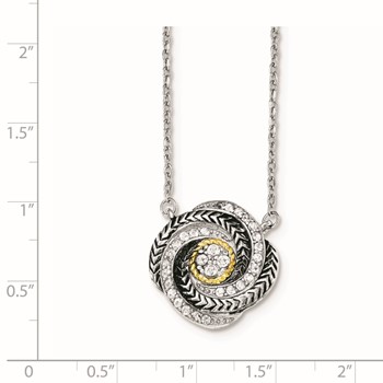 Sterling Silver & 14k Gold CZ Twist w/2in ext Necklace — alternate view