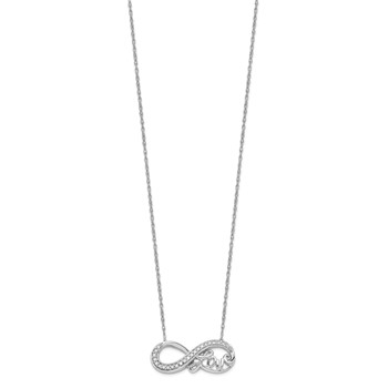 Sterling Silver Rhodium Diam. Infinity Symbol LOVE Necklace — alternate view