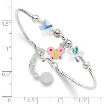 Sterling Silver Enamel Crystal Butterfly Stars w/ 1in ext. Children's Brace — alternate view