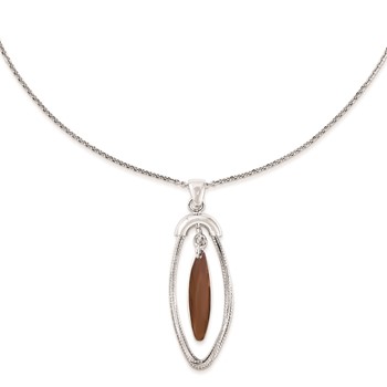 Sterling Silver Double Oval Rhodium Plated 18" Necklace