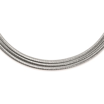 Sterling Silver 3 Row Rhodium Plated 17in w/2in ext. Necklace