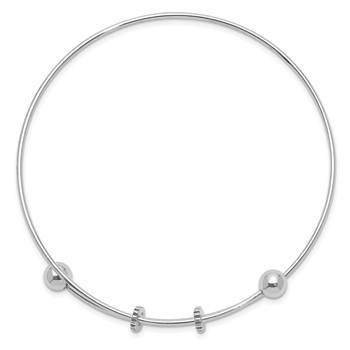 Sterling Silver Rhodium-plated Polished Expandable Bangle — alternate view