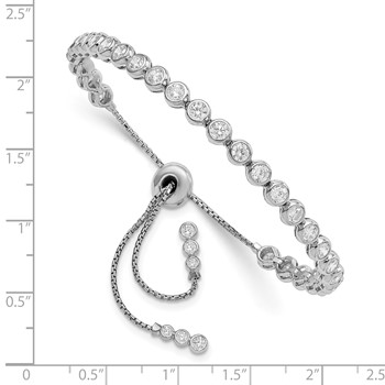 Sterling Shimmer Sterling Silver Rhodium-plated 34 Stone CZ Adjustable Bracelet — alternate view